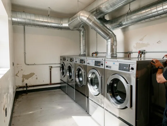 Cerritos Dryer Vent Cleaning team performing large-scale commercial dryer vent cleaning in Cerritos