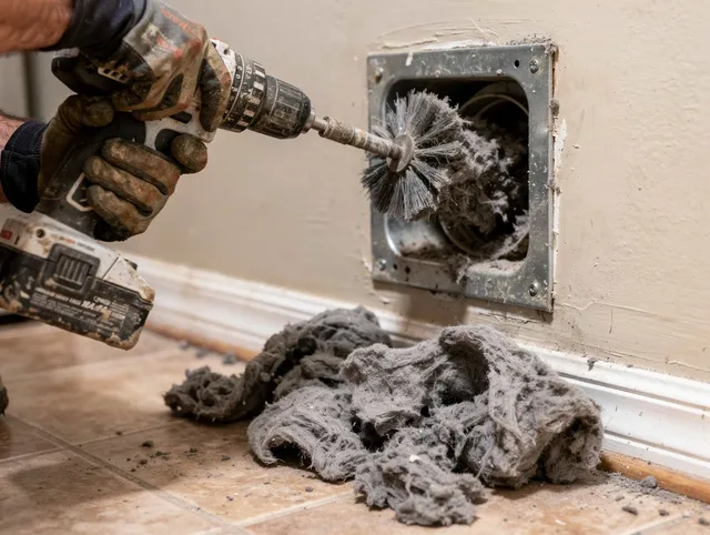 Certified Cerritos Dryer Vent Cleaning technician performing dryer vent cleaning in Cerritos